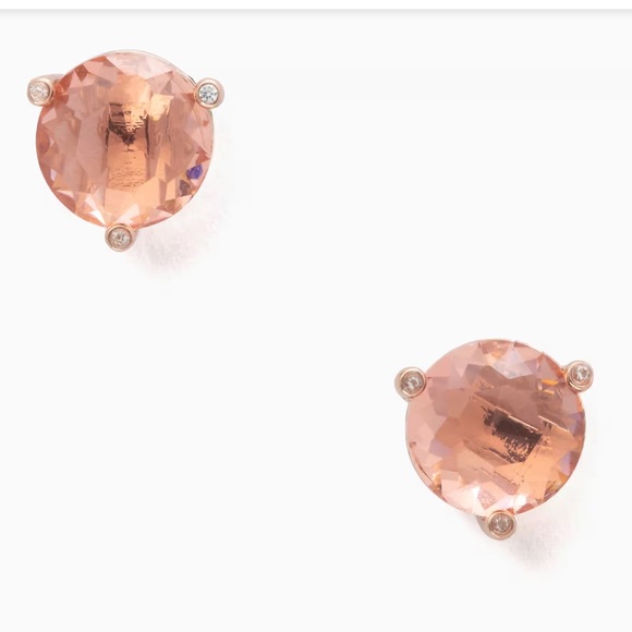 Kate Spade Peach Rise and Shine Studs Cubic Zirconia With Duster Bag Pierced NWT - Picture 2 of 13